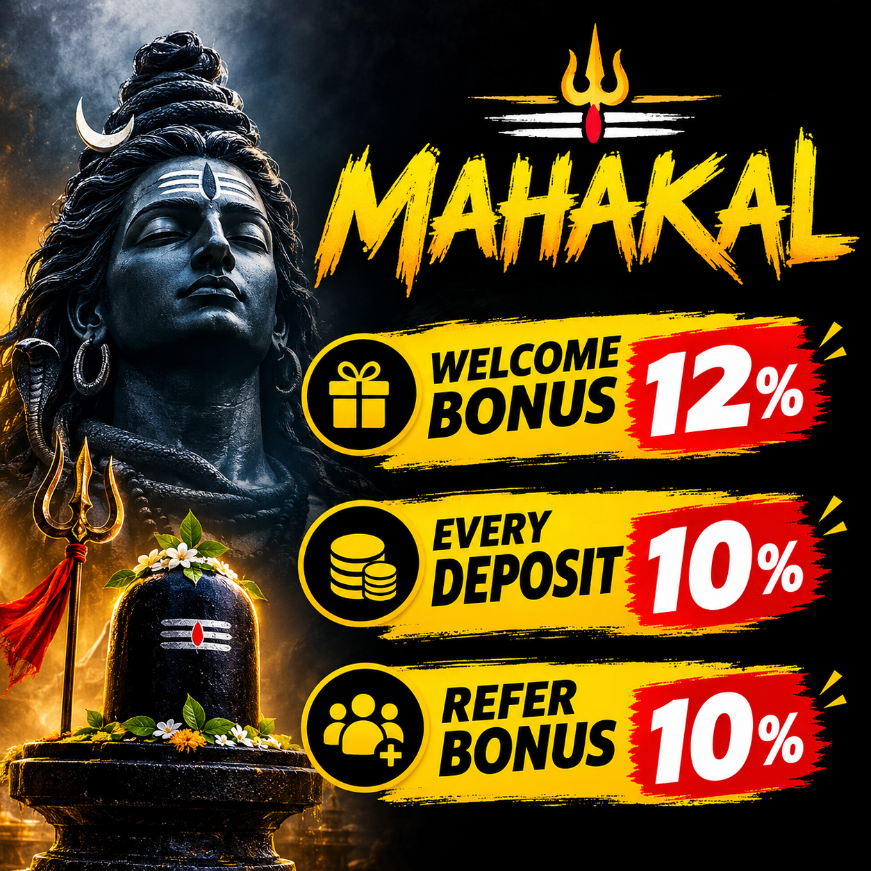 Mahakal image showing welcome, deposit and referral bonus offers